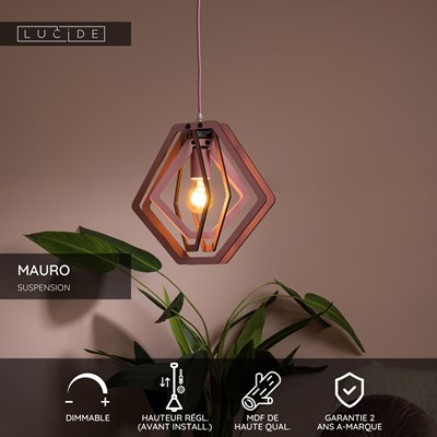 Lucide MAURO - Suspension Chambres d'enfant - 1xE27 - Rose